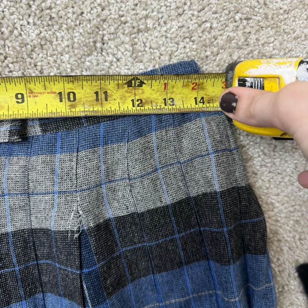 Vintage Blue Plaid Skirt Womens 30